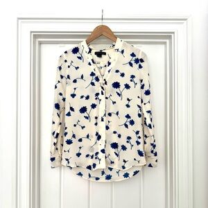 Banana Republic White and Blue Floral Button Down Shirt